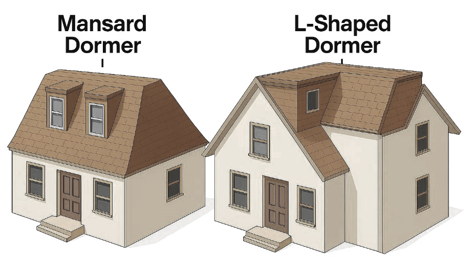 mansard dormer and l-shaped dormer