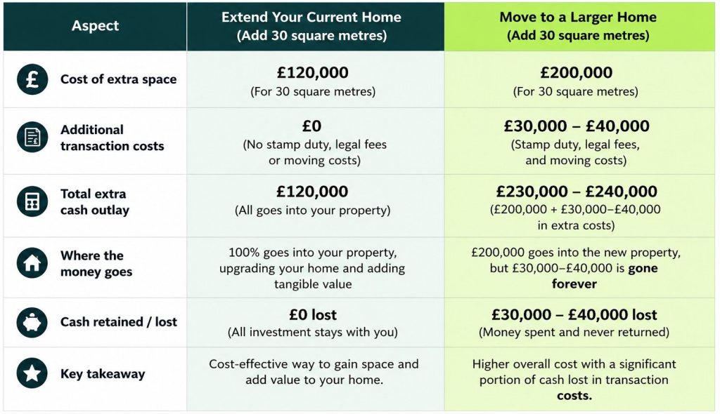 house extension vs house moving cost compare